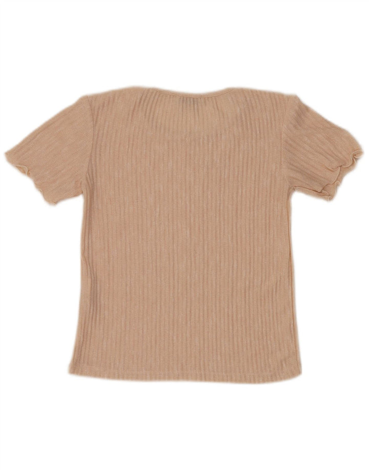 Blusa feminina Zara Top UK 10 poliéster listrado bege pequeno