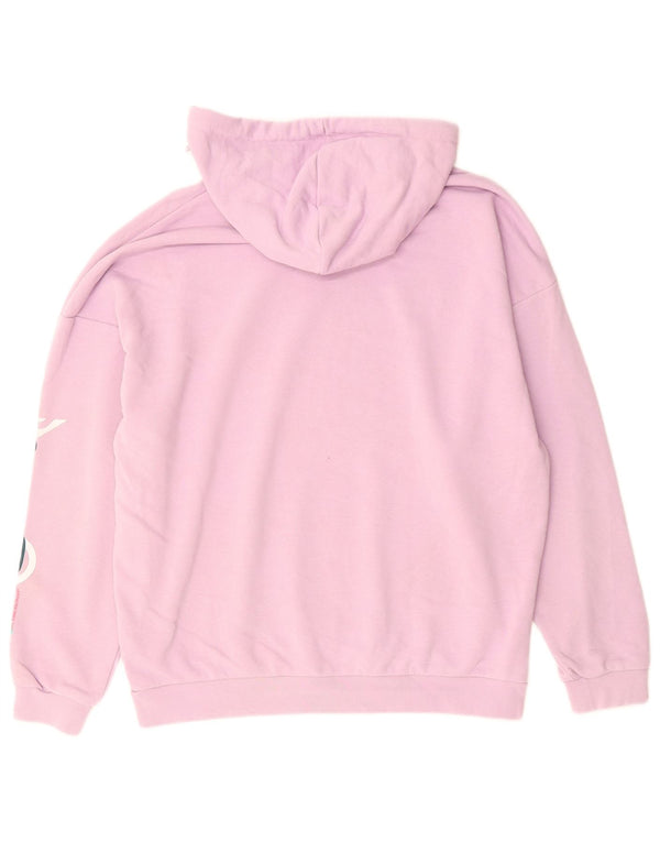 Puma feminino gráfico oversized moletom com capuz Reino Unido 10 pequeno algodão roxo