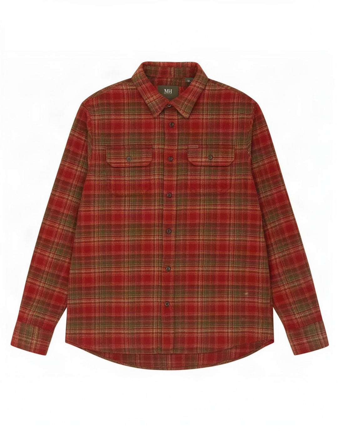 Camisa masculina de flanela Orvis grande algodão xadrez vermelho