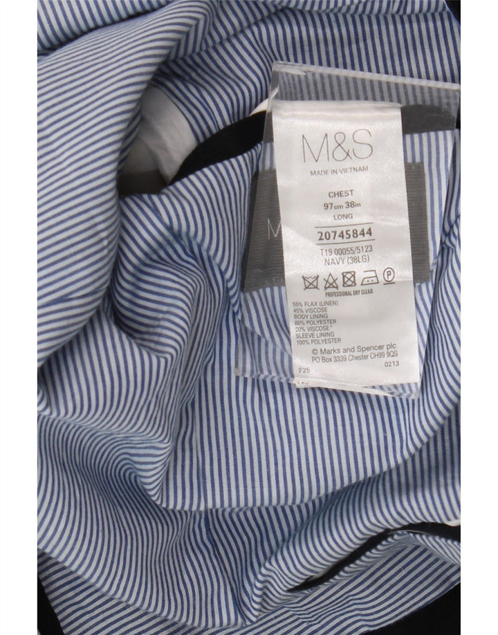 Jaqueta blazer masculina de 2 botões Marks & Spencer Reino Unido 38 linho azul marinho médio