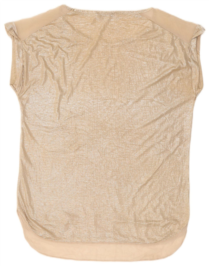 Blusa feminina OASIS com palangre oversized UK 10 pequena dourada poliéster