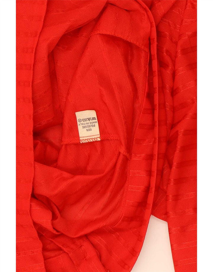 Blusa feminina vintage cropped US 5 poliéster listrado vermelho pequeno