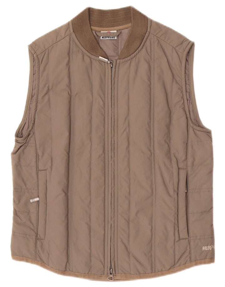 Colete acolchoado feminino Murphy & Nye UK 10 pequeno marrom poliamida