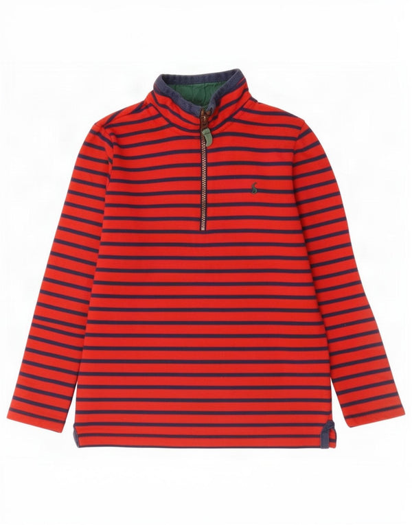 Joules Boys Zip Neck Sweatshirt Jumper 9-10 Years Red Striped Cotton