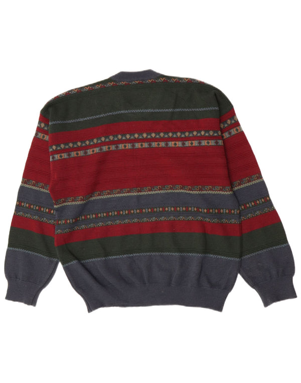 Suéter masculino Navigare com gola redonda, acrílico listrado médio multicolorido