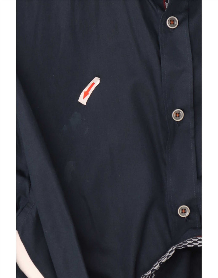 Camisa masculina Ted Baker tamanho 6 2XL algodão azul marinho