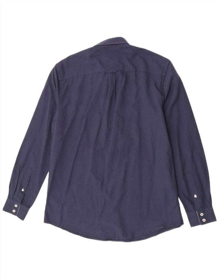 Camisa masculina clássica de ajuste da Crew Clothing algodão azul marinho médio