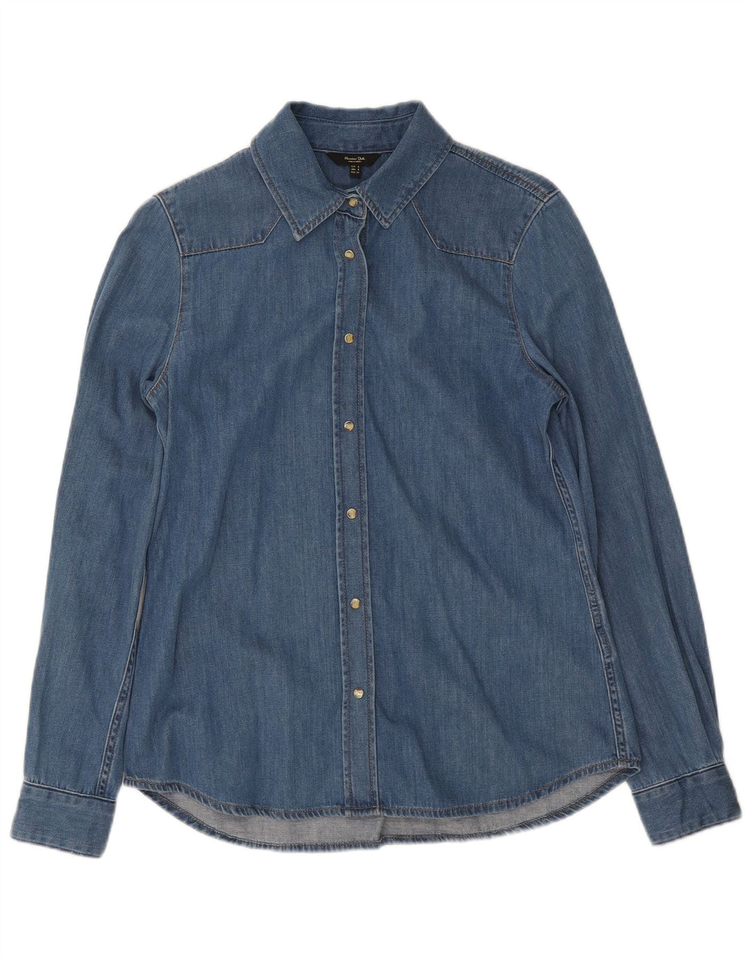 Camisa jeans feminina Massimo Dutti Reino Unido 10 pequena azul