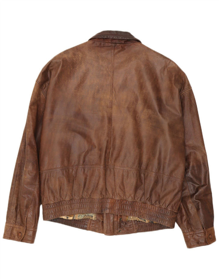 Jaqueta de couro masculina Trapper IT 52 XL marrom