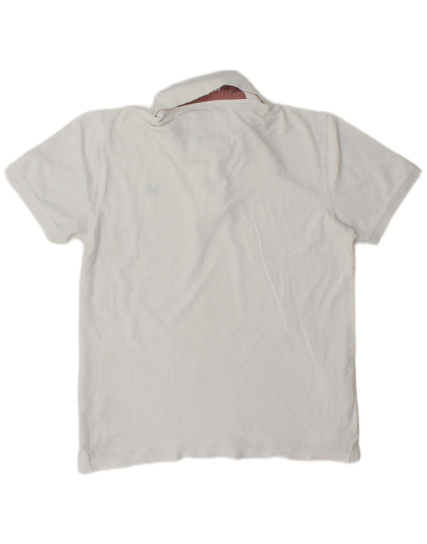 Camisa polo masculina Crew Clothing algodão branco médio