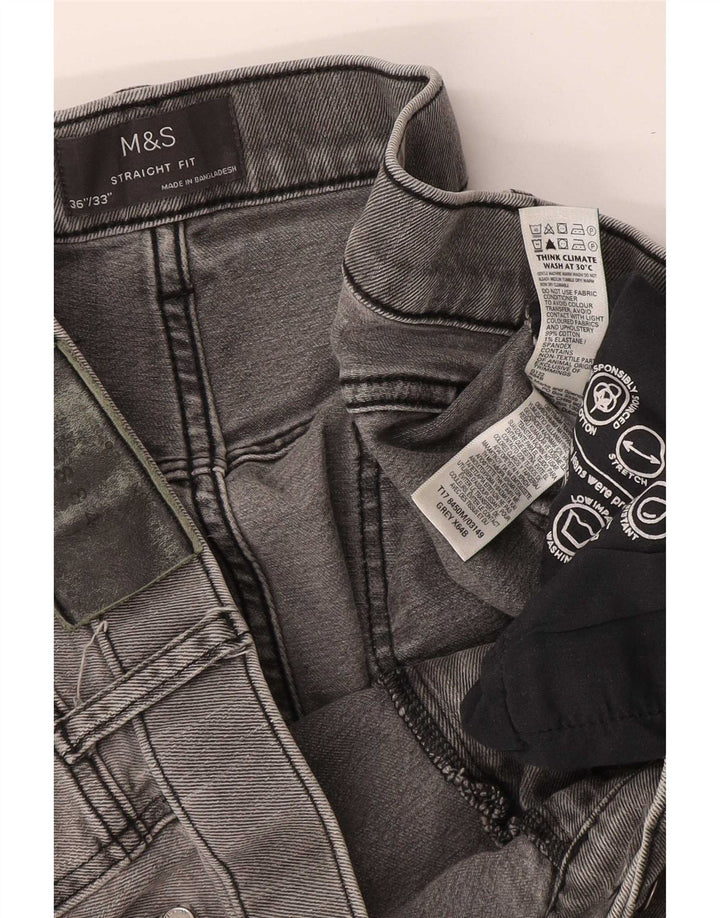 Jeans retos masculinos Marks & Spencer W36 L33 algodão cinza