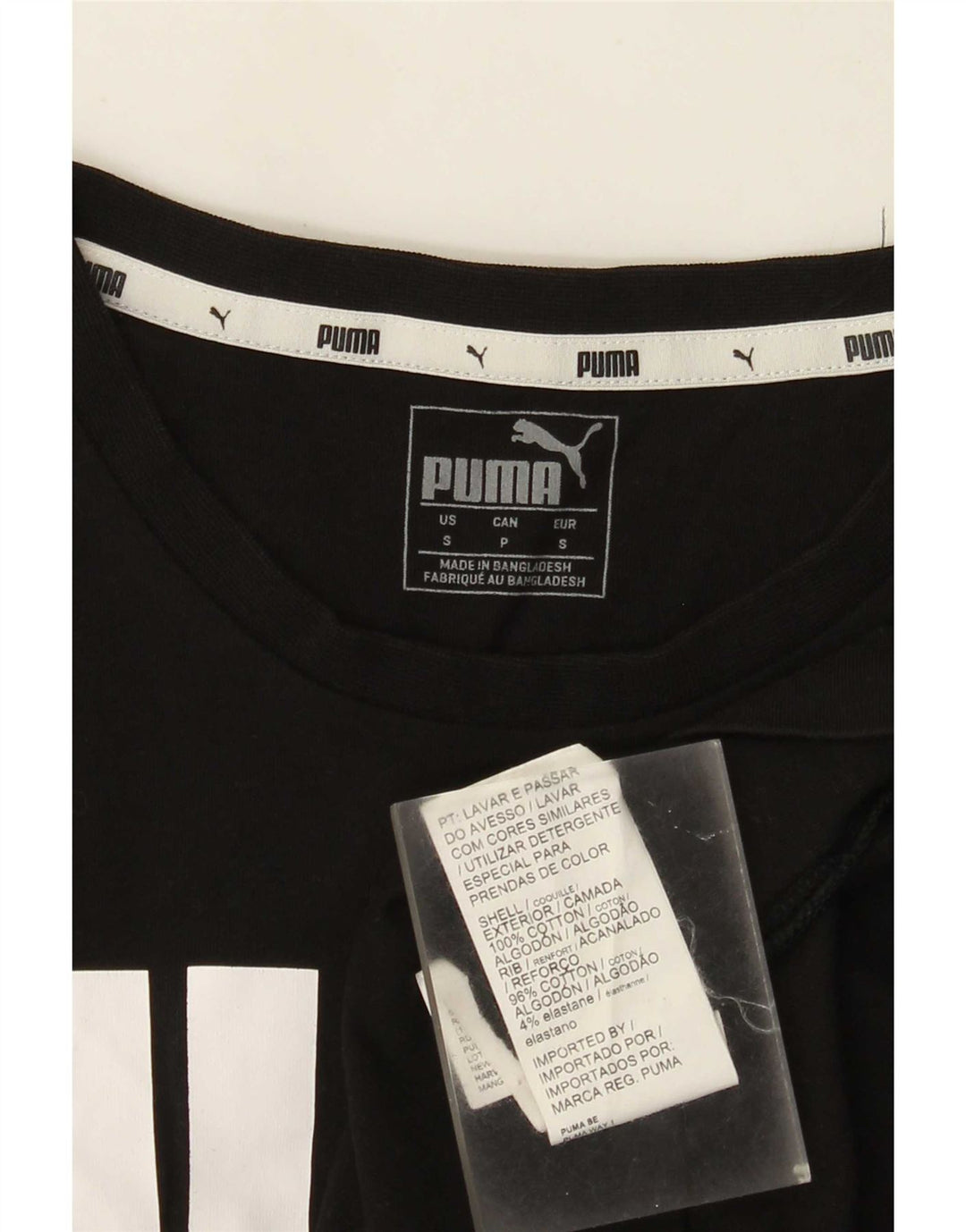 Puma Mens Graphic T-Shirt Top Pequeno Algodão Preto