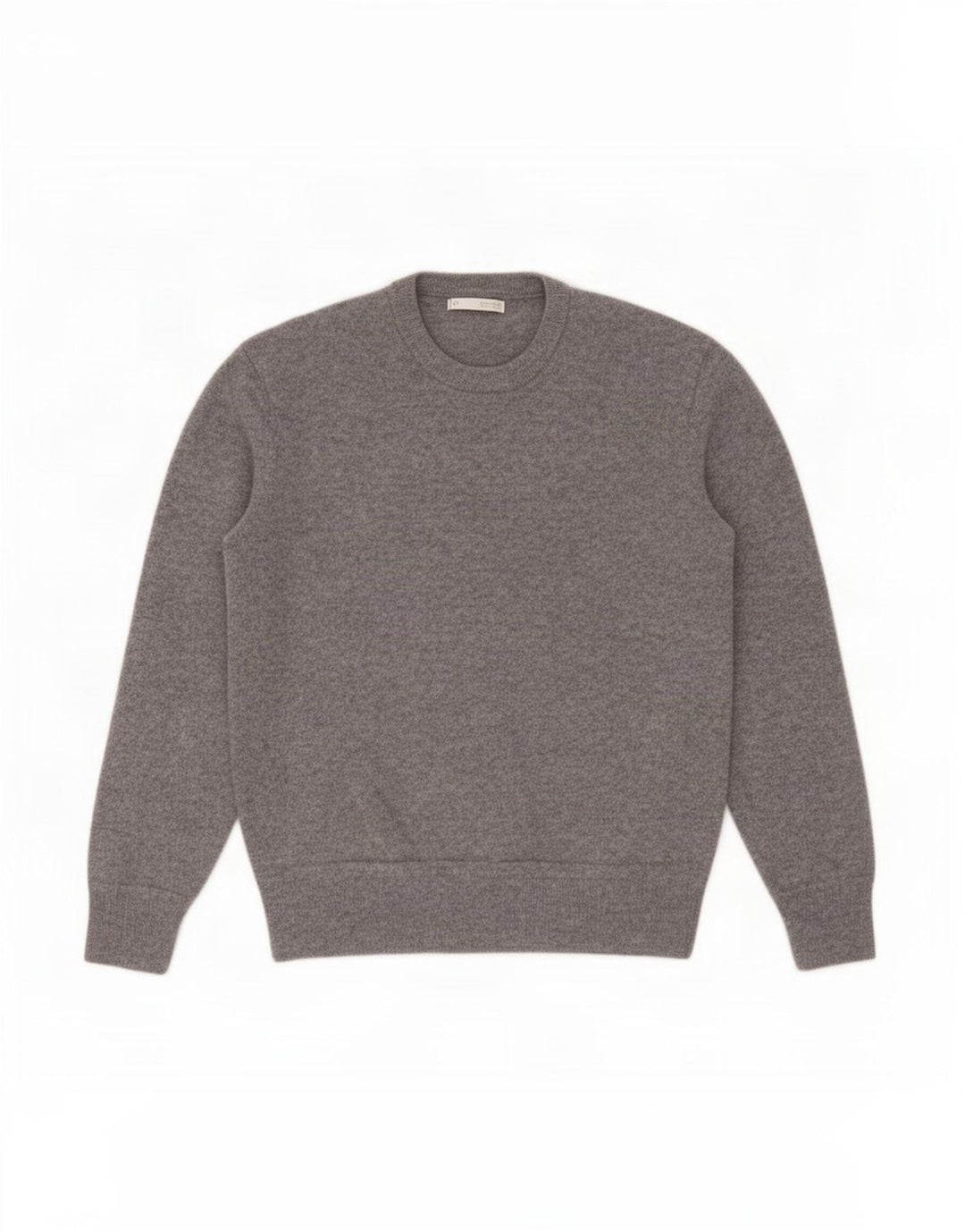 Zara Suéter masculino com gola redonda e lã cinza médio