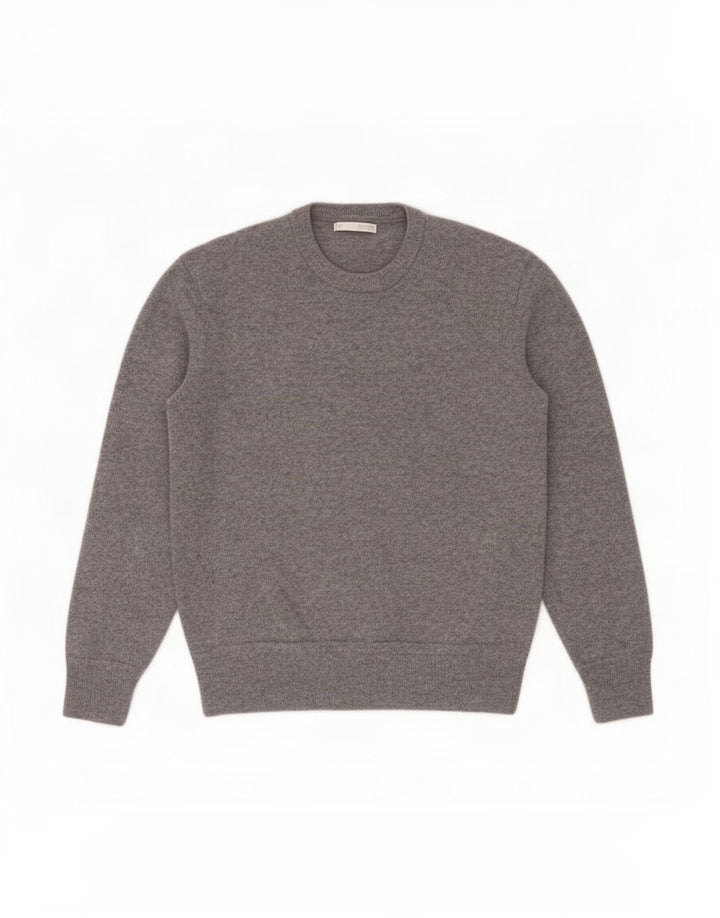 Zara Suéter masculino com gola redonda e lã cinza médio