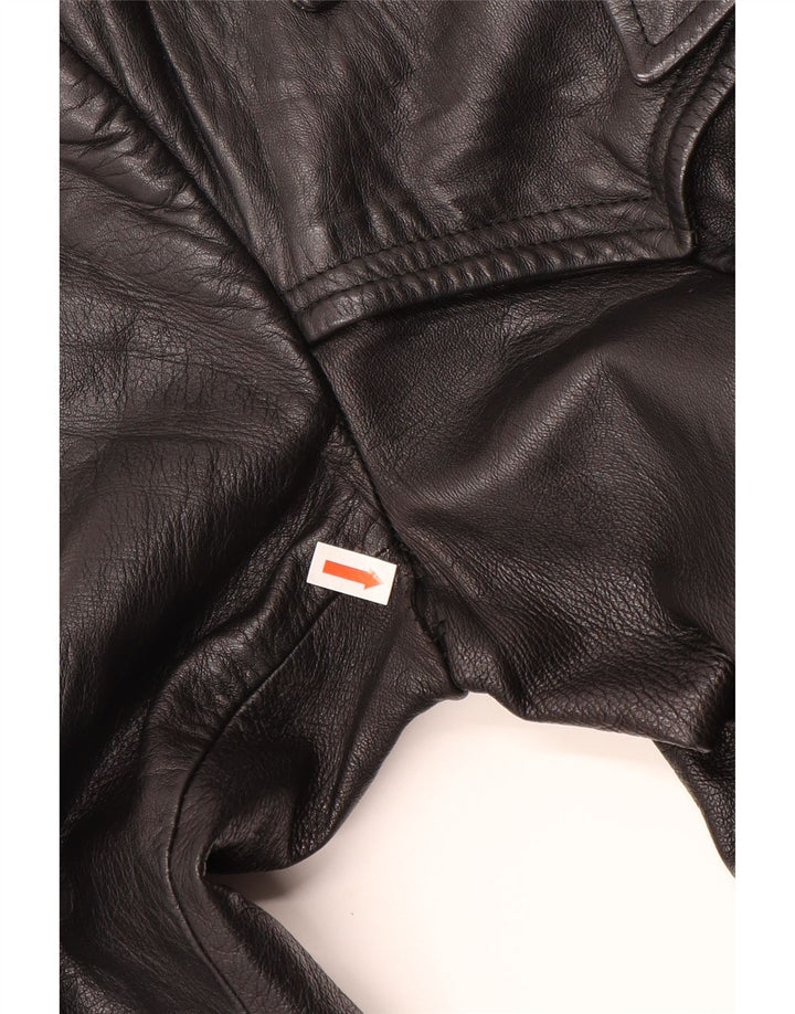Casaco de couro feminino VINTAGE UK 12 couro preto médio