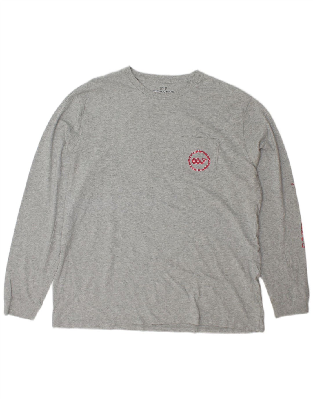VINEYARD VINES Top gráfico masculino manga comprida XL algodão cinza