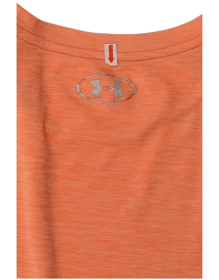 UNDER ARMOUR Mens Heat Gear Graphic T-Shirt Top Large Orange Polyester