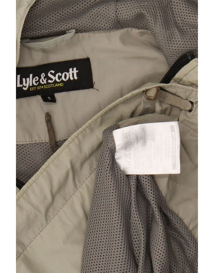 Jaqueta de chuva masculina Lyle & Scott com capuz UK 36 nylon bege pequeno