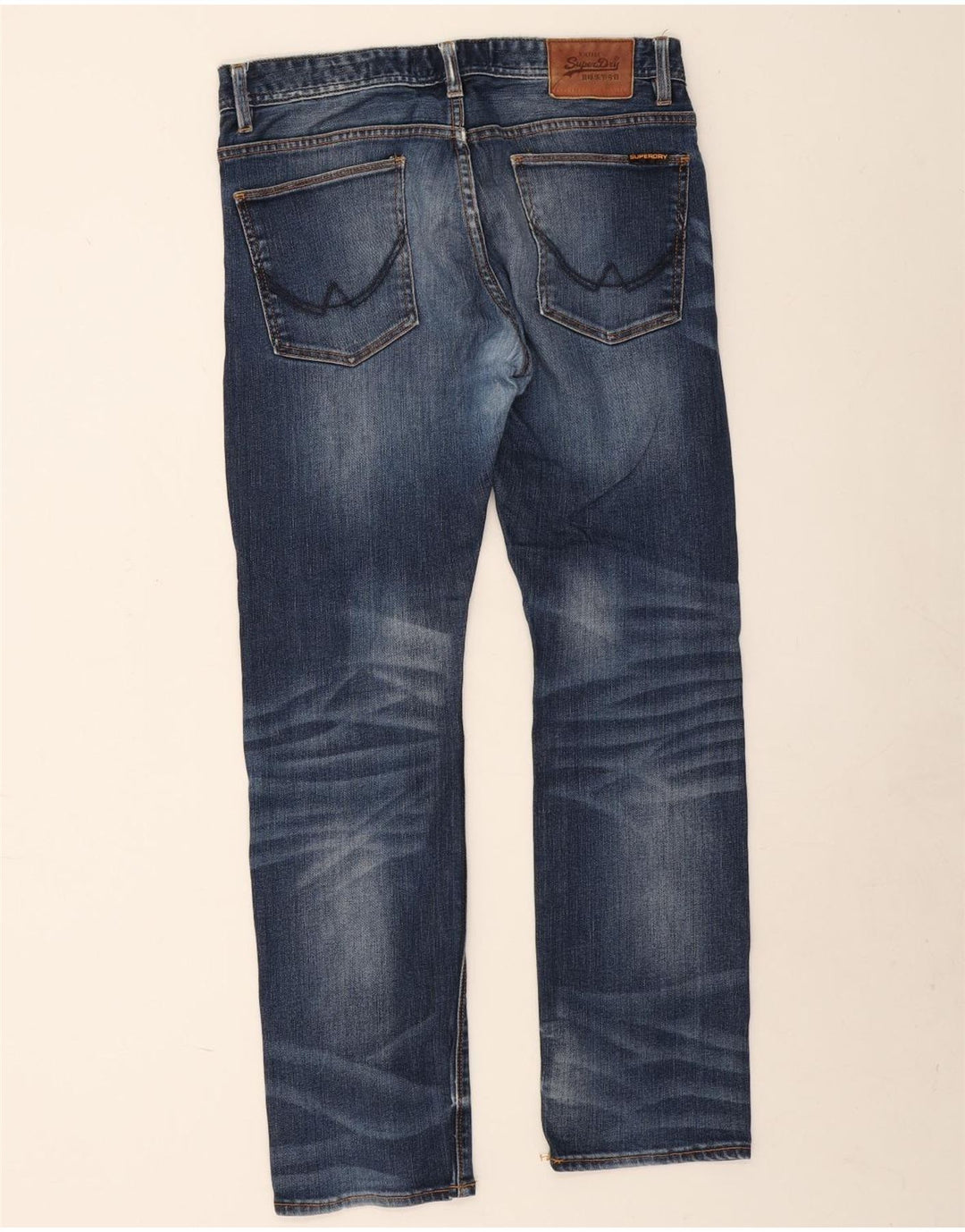 Jeans retos masculinos Superdry W32 L30 algodão azul