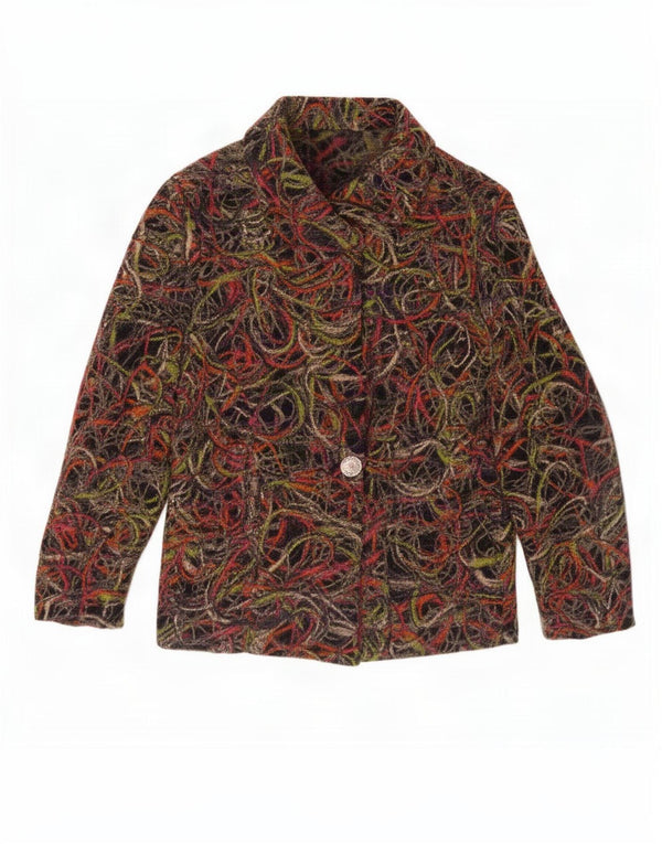 Jaqueta blazer feminina Gai Mattiolo com padrão abstrato Reino Unido 14 médio multicolor