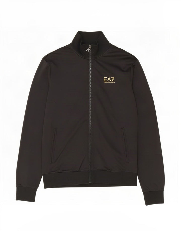 Emporio Armani Mens Graphic Tracksuit Top Jacket Pequeno Poliéster Preto