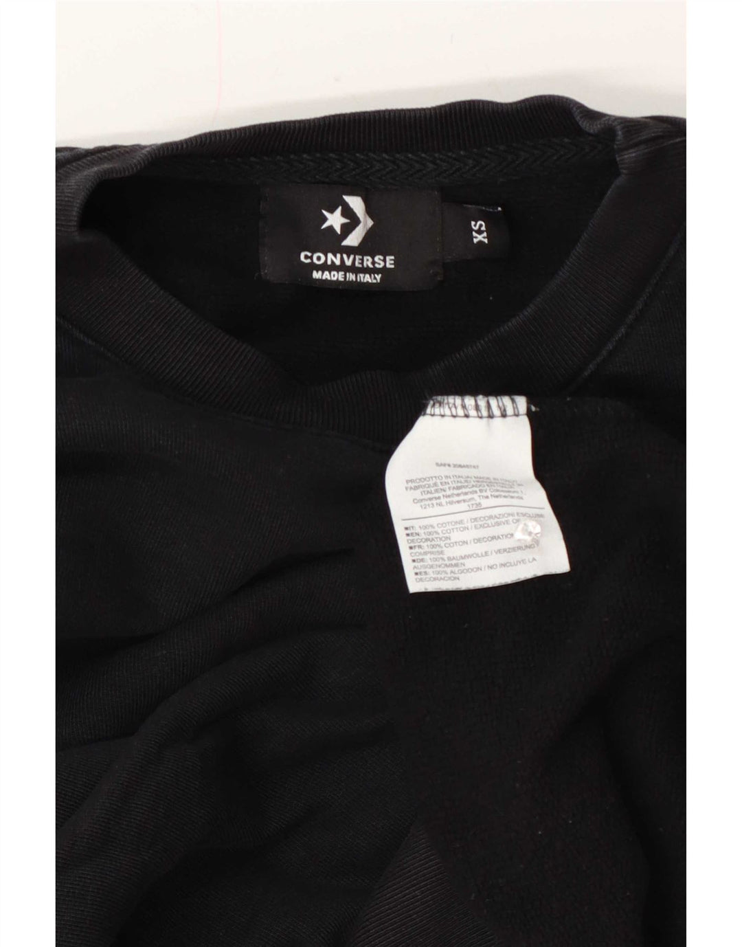 Converse feminino oversized moletom jumper UK 6 XS algodão preto