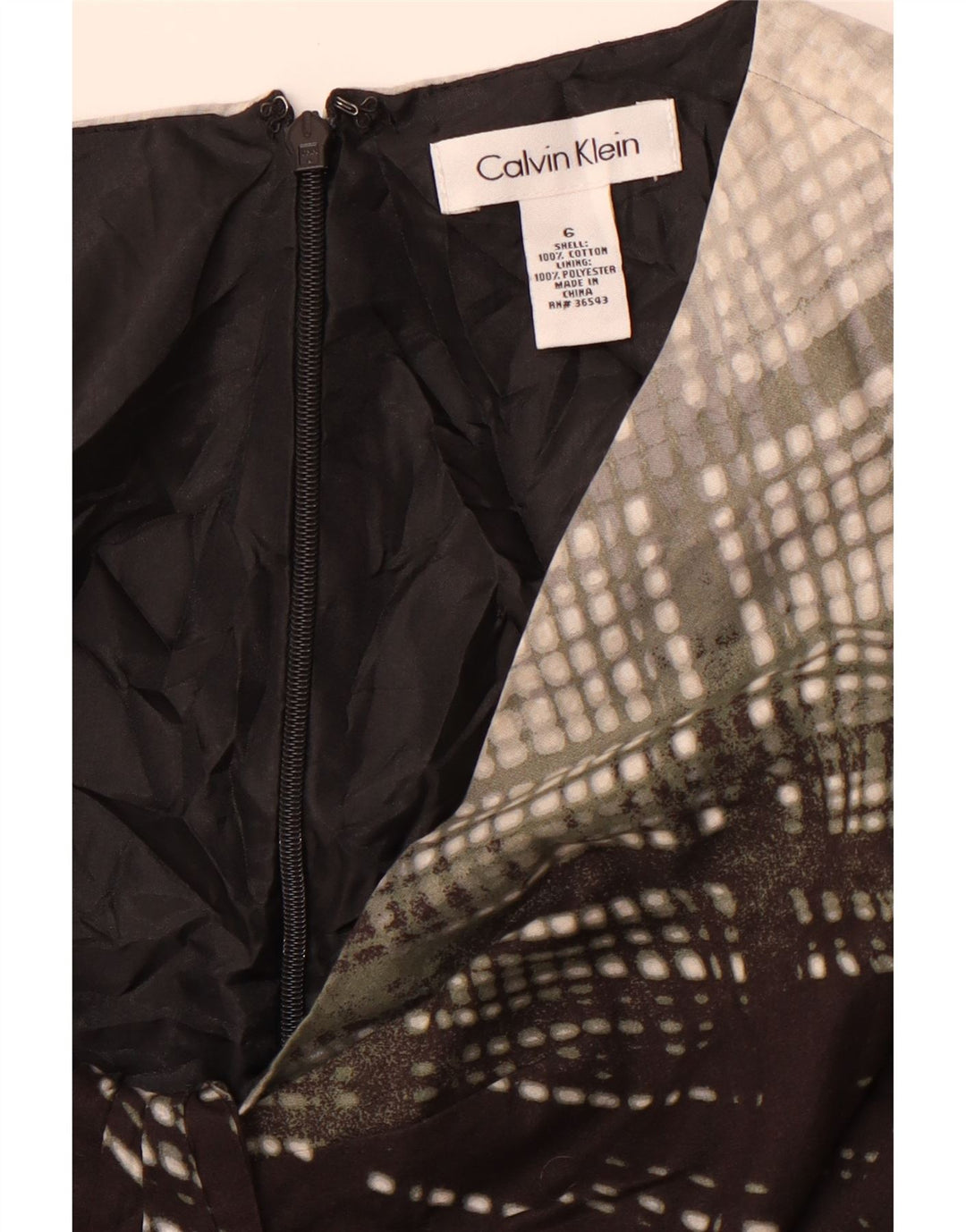 CALVIN KLEIN Vestido feminino sem mangas com bainha US 6 cinza médio bloco colorido