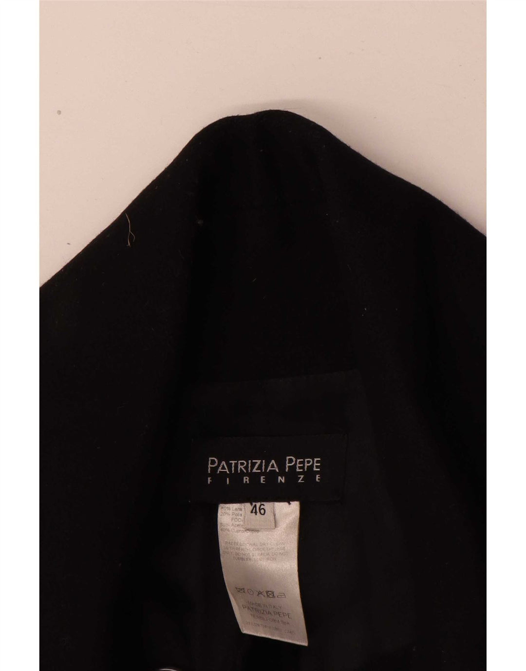 Casaco feminino Patrizia Pepe com peito duplo IT 46 grande lã preta