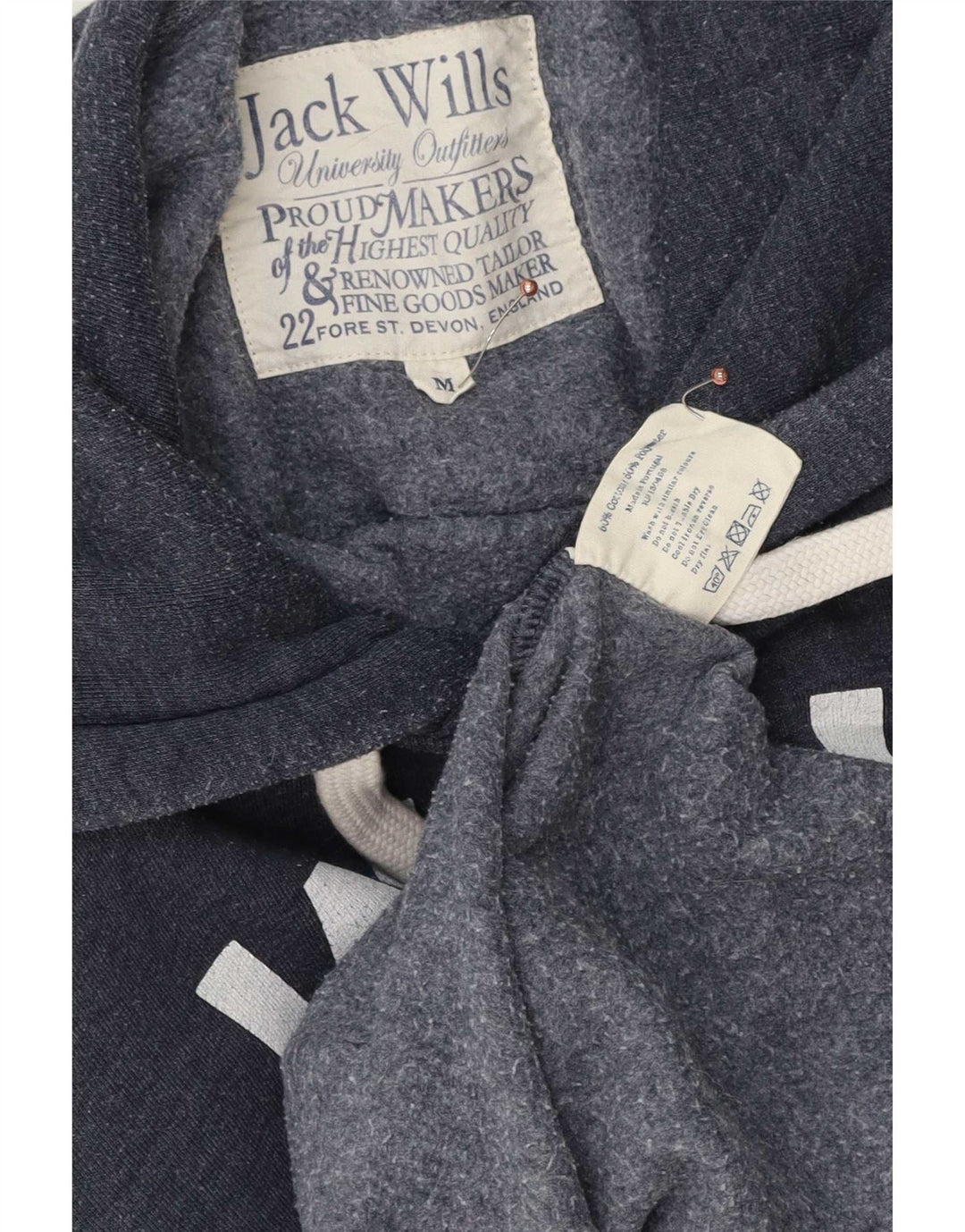 Jack Wills moletom com capuz masculino gráfico médio algodão azul marinho