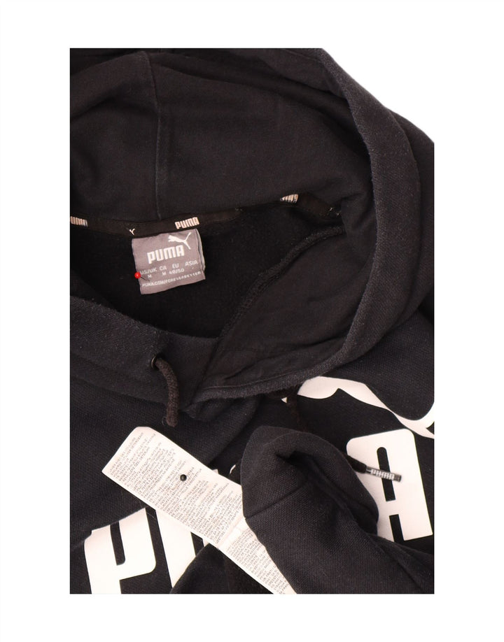 Puma masculino gráfico moletom com capuz médio algodão preto
