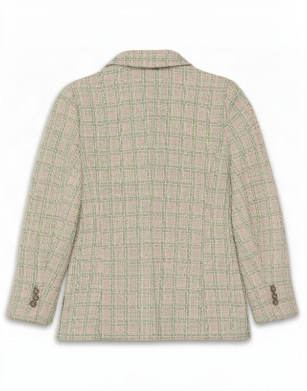 Jaqueta blazer feminina Zara com peito duplo Reino Unido 12 xadrez verde médio