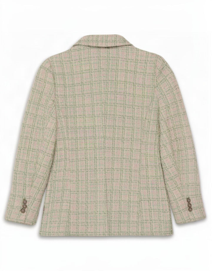 Jaqueta blazer feminina Zara com peito duplo Reino Unido 12 xadrez verde médio