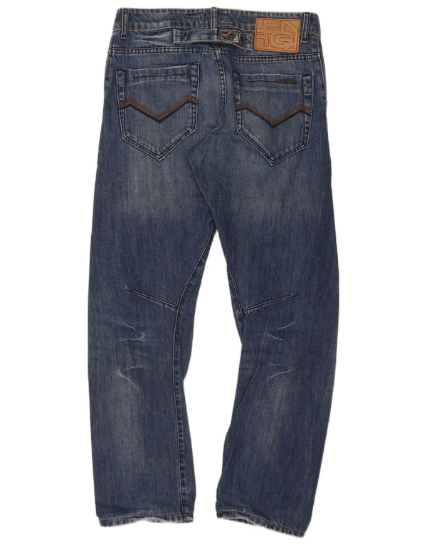 Energie Mens Banana Straight Jeans W33 L31 Azul Algodão