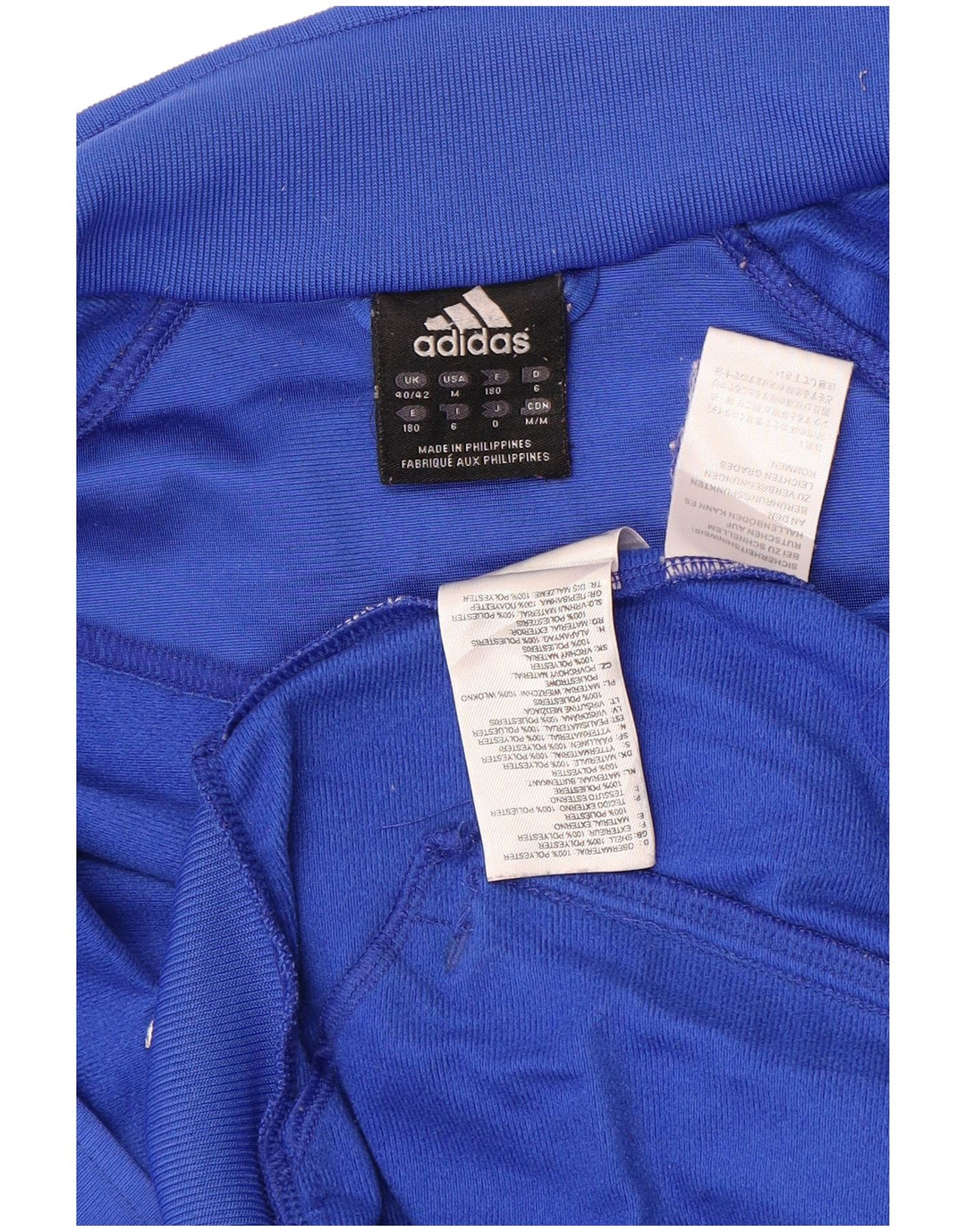 Adidas Mens Tracksuit Top Jacket UK 40/42 Médio Azul Colourblock Poliéster
