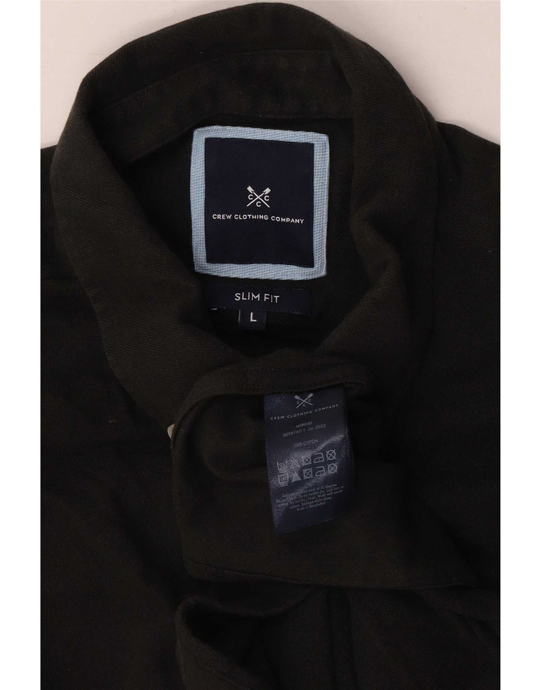Crew Clothing Mens Camisa Slim Fit Grande Algodão Preto