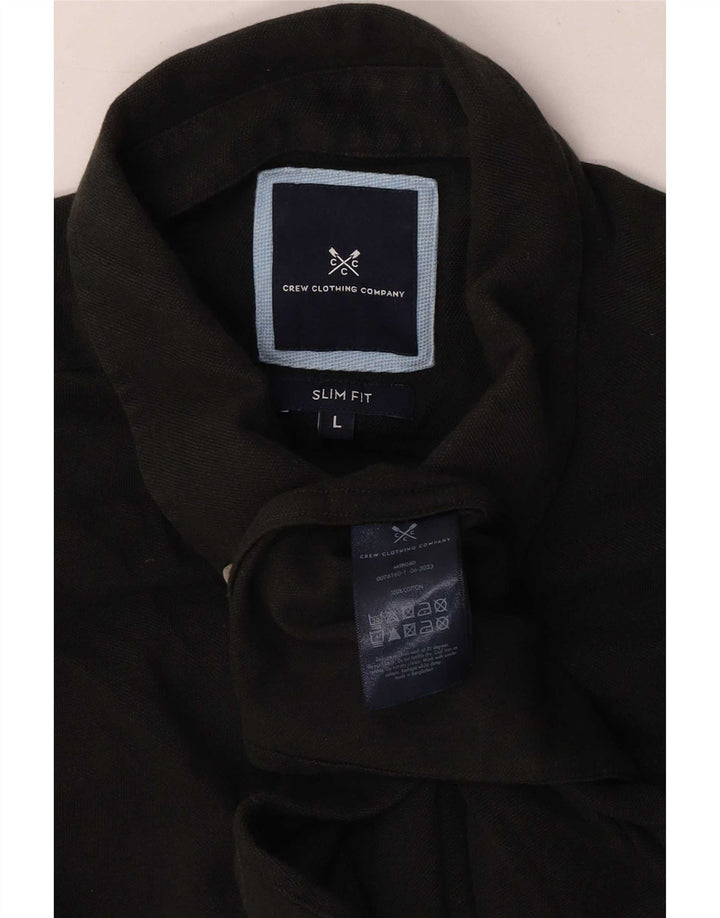 Crew Clothing Mens Camisa Slim Fit Grande Algodão Preto