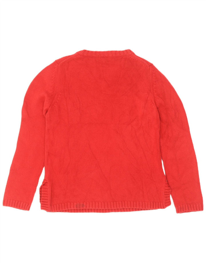 Suéter feminino Eddie Bauer com decote em V Reino Unido 12 algodão vermelho médio