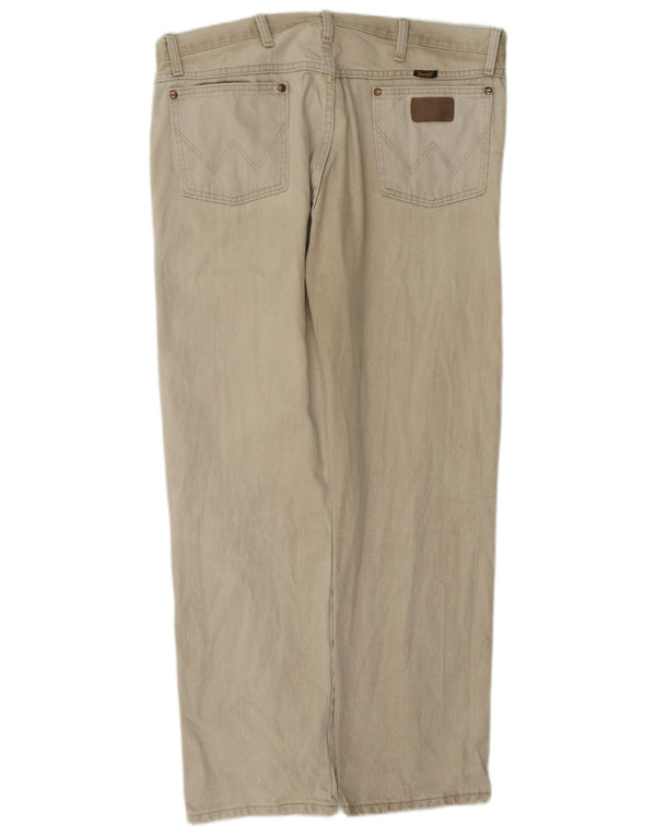 Wrangler Mens Straight Jeans W38 L32 Algodão Bege