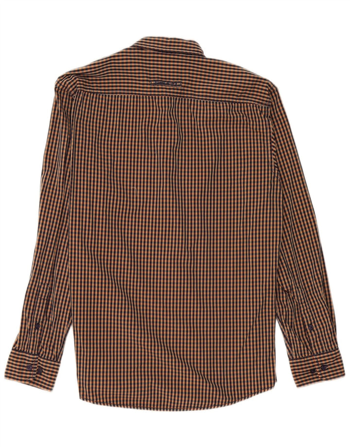 Camisa masculina Camel Active de ajuste regular, algodão guingão marrom médio