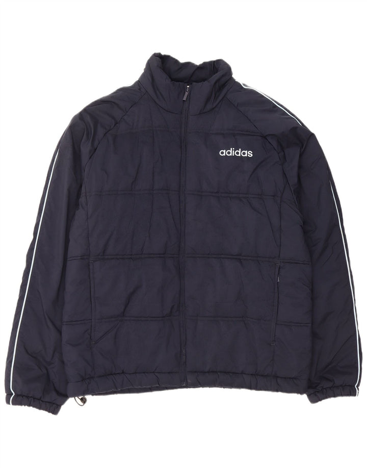 Jaqueta acolchoada masculina Adidas UK 42 XL azul marinho poliéster