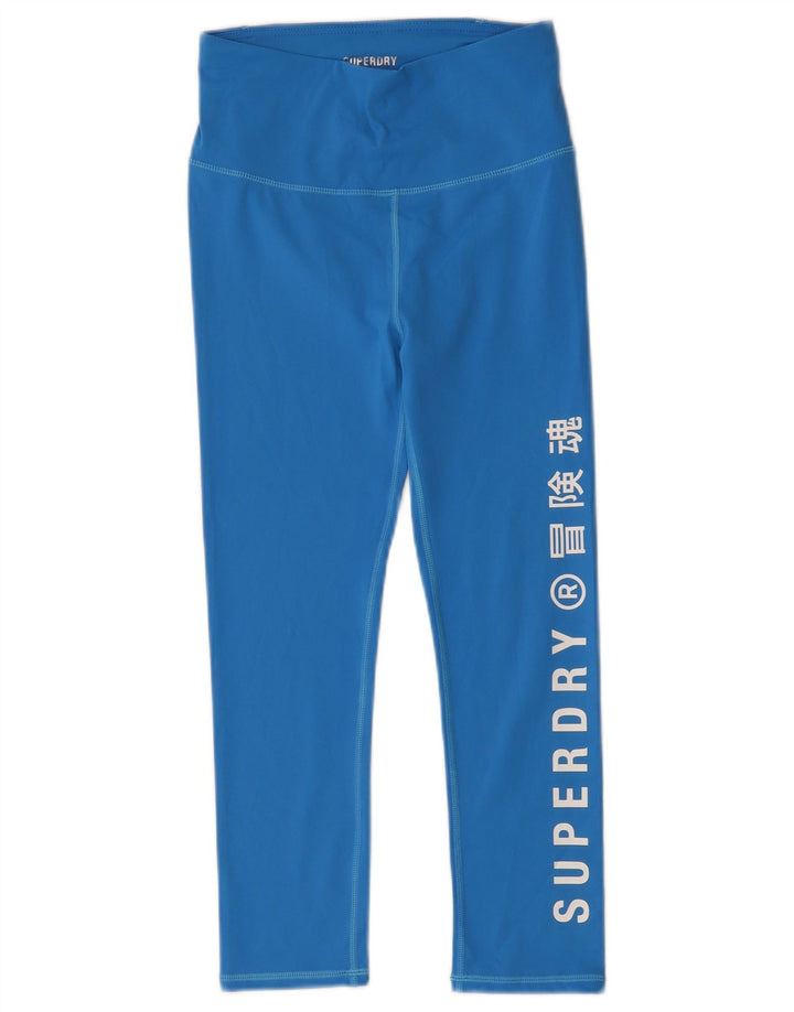 Superdry Womens Graphic Crop Leggings UK 8 Pequeno Azul Poliéster