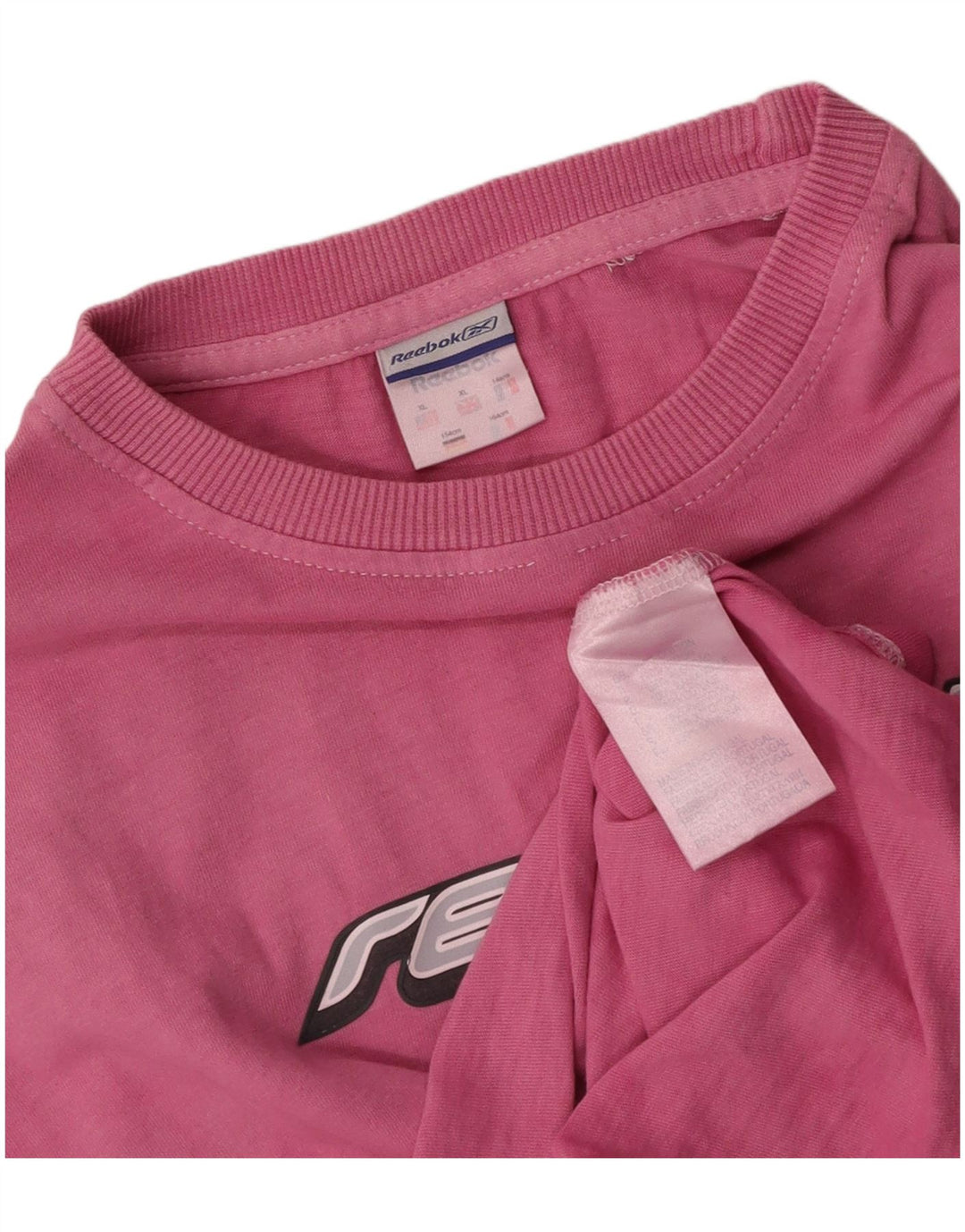 Camiseta feminina gráfica REEBOK UK 18 XL algodão rosa