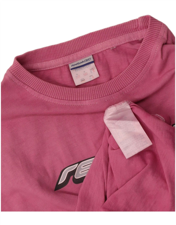 Camiseta feminina gráfica REEBOK UK 18 XL algodão rosa