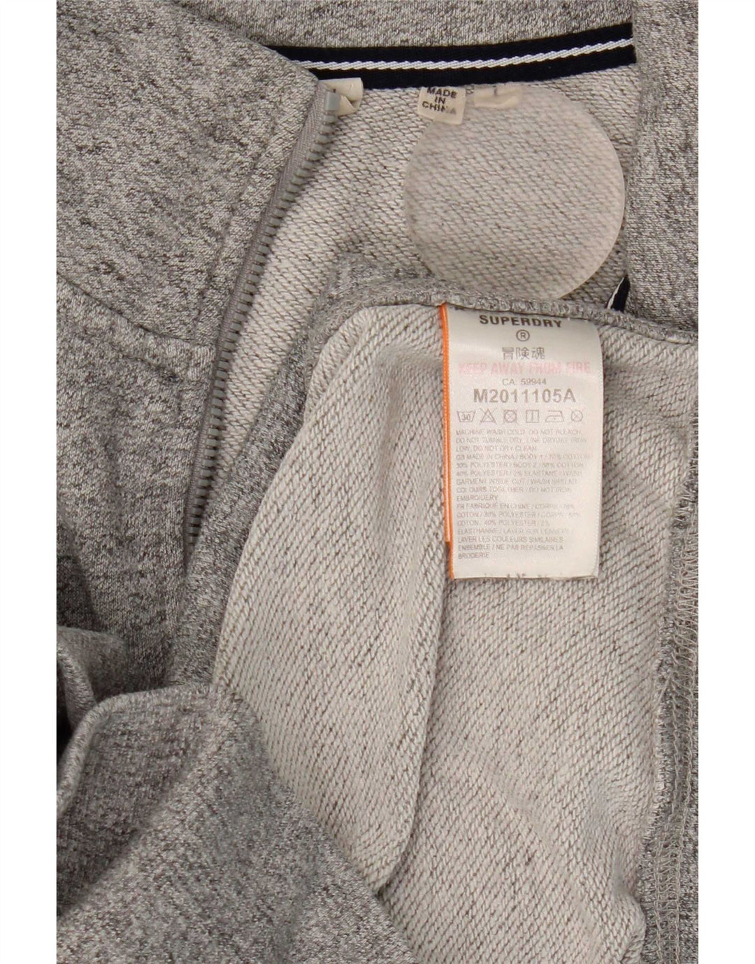 Suéter masculino Superdry com zíper e gola grande algodão cinza