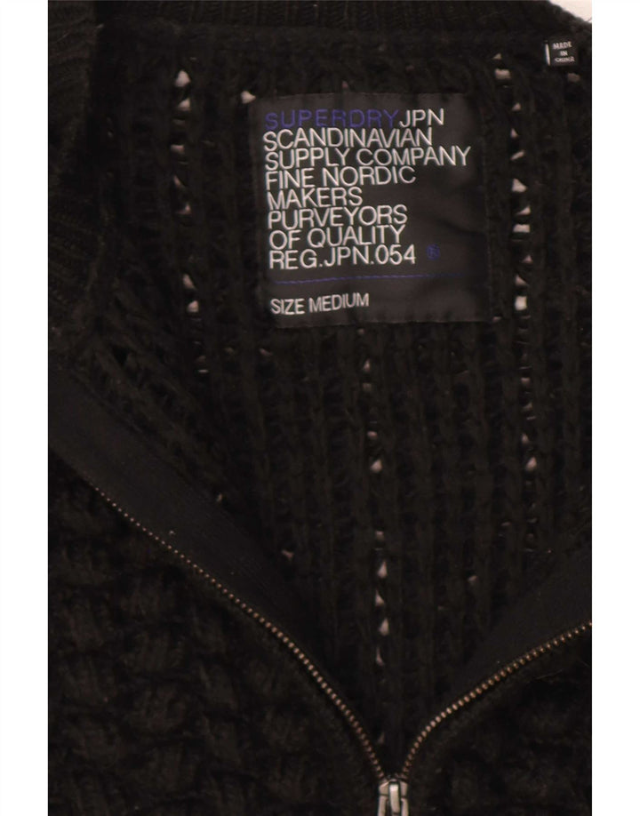 Superdry Suéter Crop Cardigan Feminino UK 14 Médio Preto