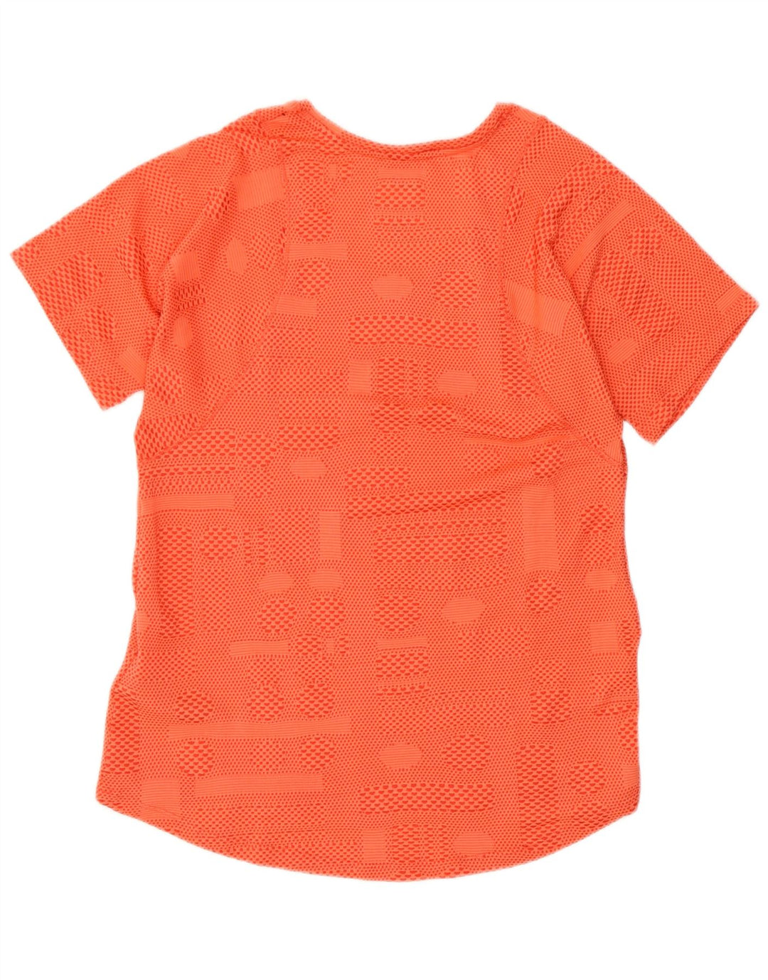 Camiseta feminina Nike Dri Fit Top UK 12 poliéster geométrico laranja médio