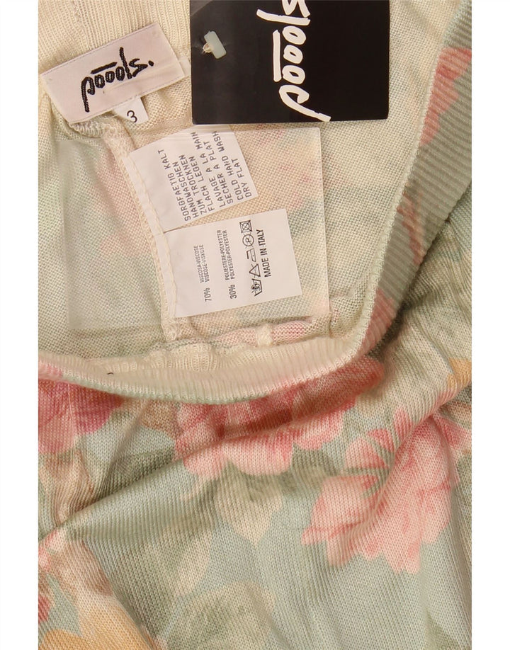 Leggings femininas vintage UK 12 viscose floral azul médio
