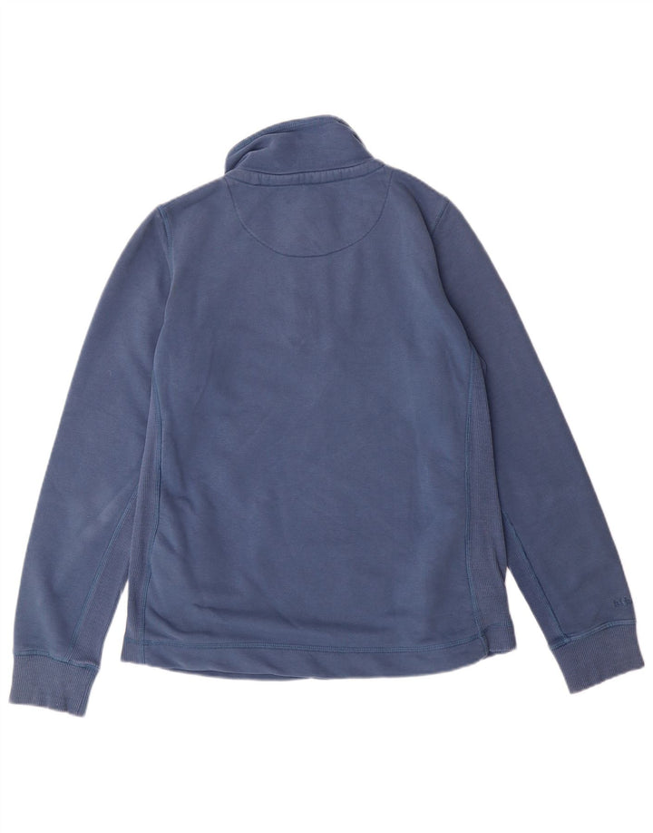 Suéter feminino FAT FACE com gola e zíper Reino Unido 12 algodão azul médio