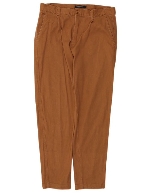 Calça chino reta masculina French Connection W32 L27 algodão marrom