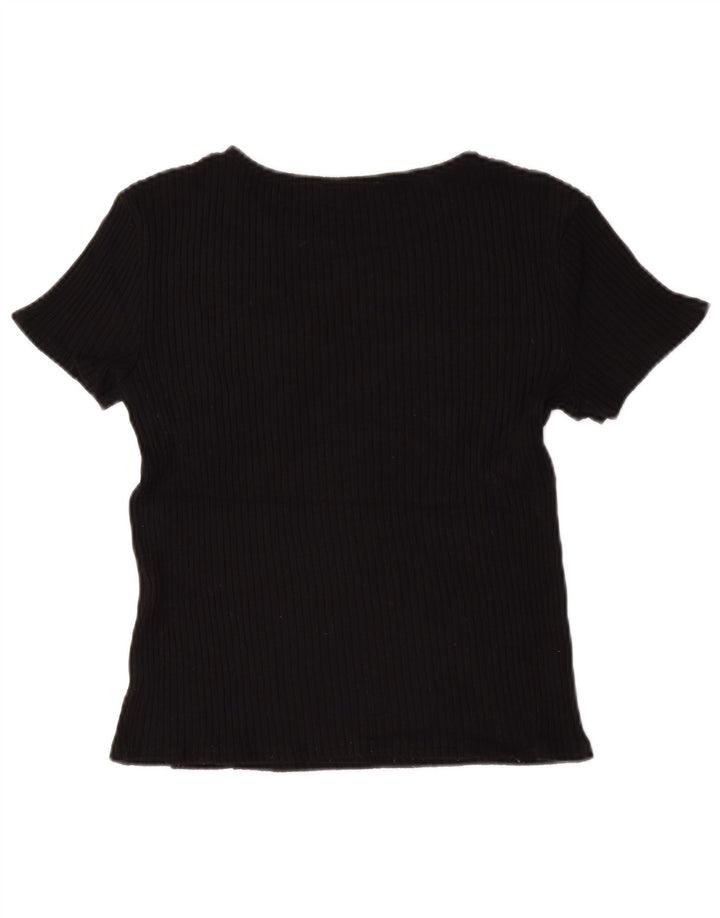 Camiseta Zara Feminina Crop Top UK 12 Médio Preto